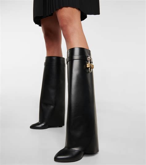 givenchy boots over the knee red|Givenchy denim shark boots.